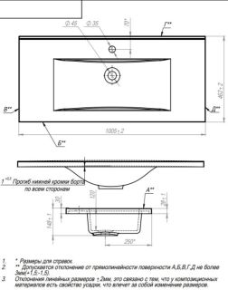 Мебельная раковина Andrea SV 100см белый 00000010946